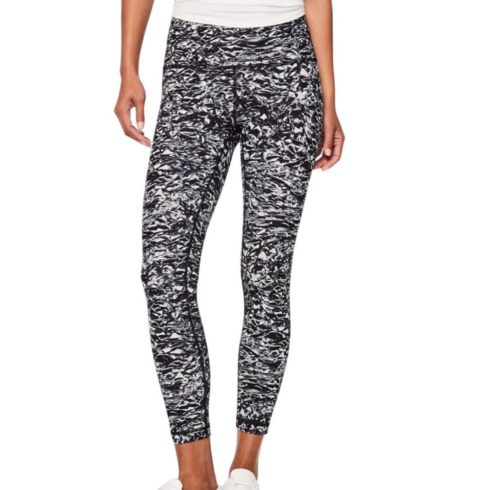Lululemon Wunder Under Hi-Rise 7/8 Crop 25" Athleisure Black White Print Legging